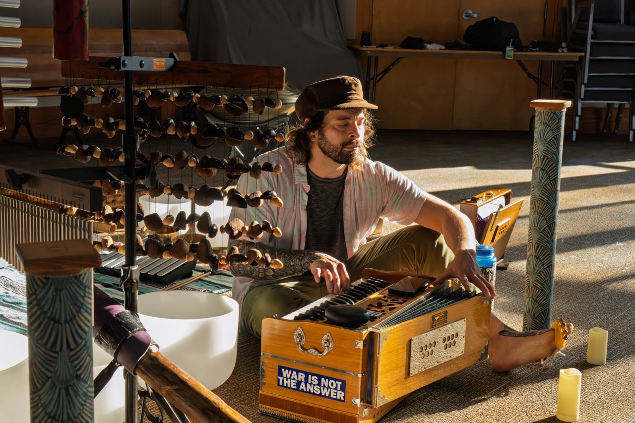 Playing the harmonium